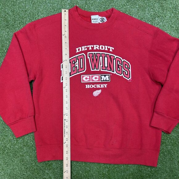 Vtg 90s CCM Center Ice Detroit Red Wings NHL Crew Sweatshirt Mens Size Large - Picture 4 of 6